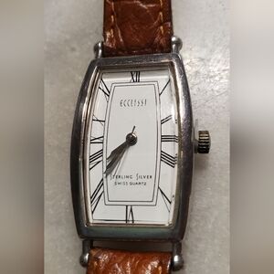 WORKING - Vintage Ladies Ecclissi Sterling Silver Watch w/Original Band